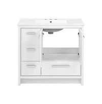 Virage 36 in. White Bathroom Vanity With White, 3-Hole Ceramic Sink Top