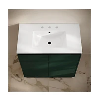 Swiss Madison36" Freestanding Bathroom Vanity in Green Oak with 3-Hole Widespread Sink Top