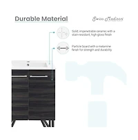 Swiss Madison Annecy 24" Freestanding Bathroom Vanity in Black Walnut with Sink Top