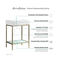 Swiss Madison Pierre 24 Single, Freestanding, Open Shelf, Gold Metal Frame Bathroom Vanity