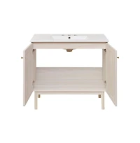 Swiss Madison 36" Freestanding Bathroom Vanity in White Oak with 3-Hole Widespread Sink Top