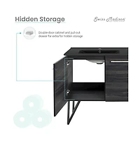 Swiss Madison 60 in. Black Walnut, Double Basin Bathroom Vanity, Artificial Stone Sink Top