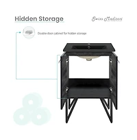 Swiss Madison Annecy 24 in. Black Walnut Bathroom Vanity With Black Ceramic Sink Top