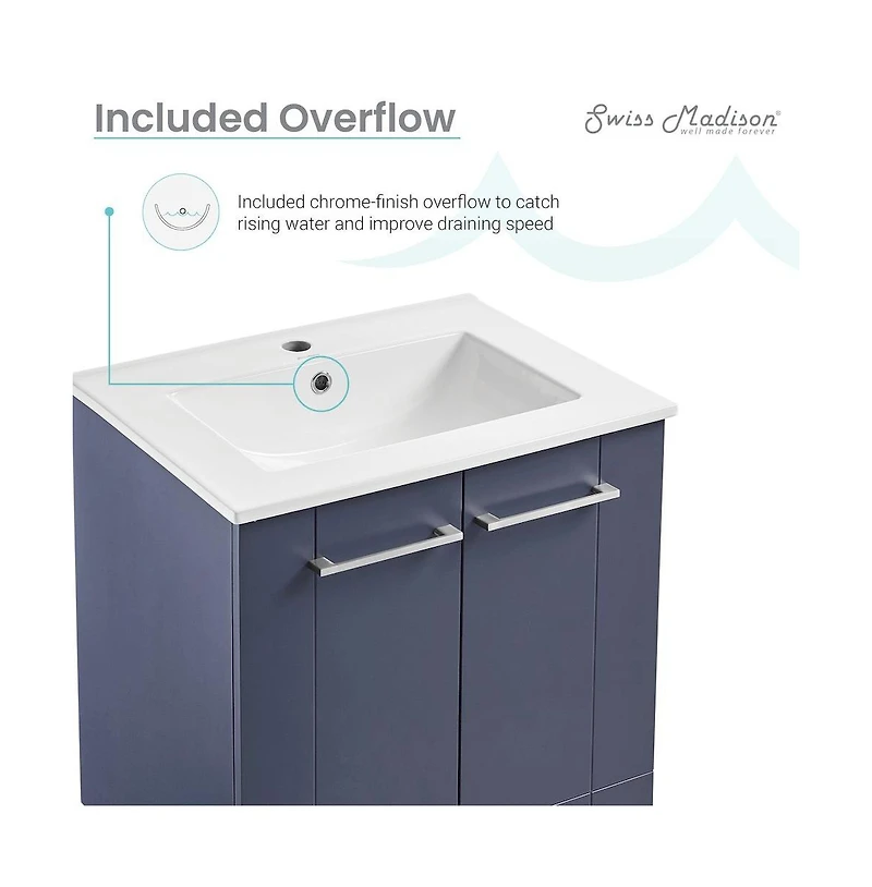 Annecy 24" Freestanding Bathroom Vanity in Purple with Sink Top