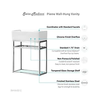 Pierre 19.5 Single, Open Shelf, Chrome Metal Frame Bathroom Vanity