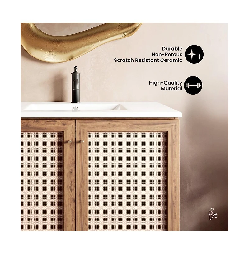 Swiss Madison Classe 36" Wall-Mounted Bathroom Vanity in Oak