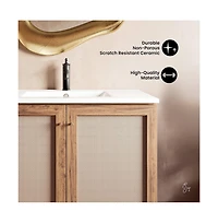 Swiss Madison Classe 36" Wall-Mounted Bathroom Vanity in Oak