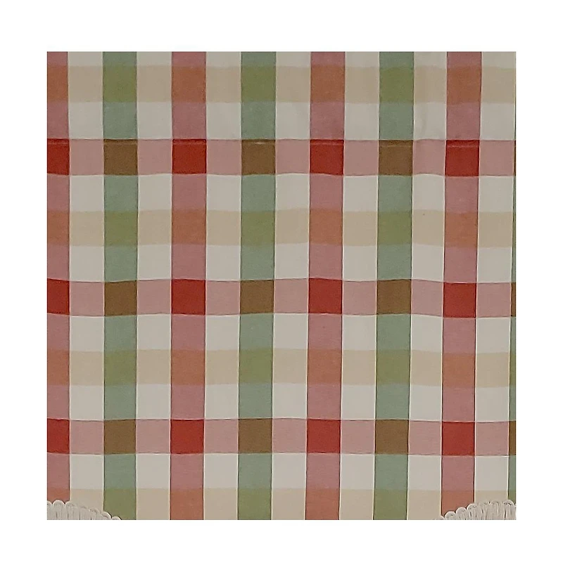 Rlf Home Bison Check Trimmed Provance 3" Rod Pocket Lining Luxurious and Elegant Window Treatment Valance 50" x 15" Multi