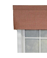 Rlf Home Rusty Check Tailored 100% Cotton with Fully Lined 3" Rod Pocket Valnance for Windows 50" x 14" Red