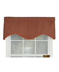Rlf Home Olivia Stripe Trimmed Cornice 100% Cotton with Fully Lined 3" Rod Pocket Valnance for Windows 50" x 17" Multi