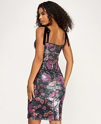 Seni & Cade Juniors' Printed Floral Sequin Dress