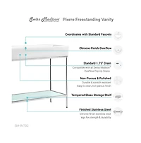Swiss Madison Pierre 40 Single, Freestanding, Open Shelf, Chrome Metal Frame Bathroom Vanity