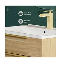 Swiss Madison Carre 24" Freestanding Bathroom Vanity in Golden Oak with Sink Top
