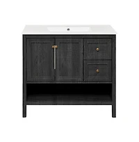 Chateau 36" Freestanding Bathroom Vanity in Black Oak with Sink Top