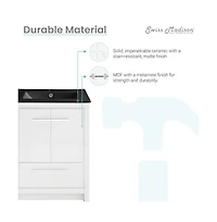 Virage 24 in. White Bathroom Vanity With Black Ceramic Sink Top