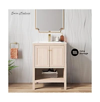 Swiss Madison Chateau 24" Freestanding Bathroom Vanity in White Oak with Sink Top
