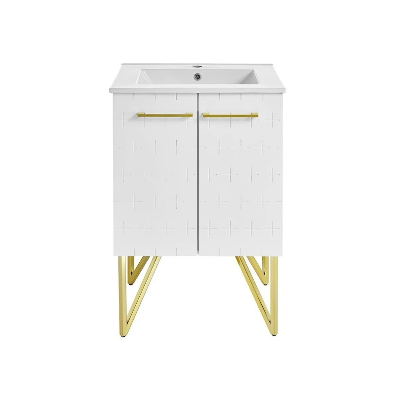 Swiss Madison Annecy 24" Freestanding Bathroom Vanity in Galaxy White with Sink Top