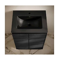 Swiss Madison St. Tropez 24" Freestanding Bathroom Vanity in Black Oak with Black Sink Top