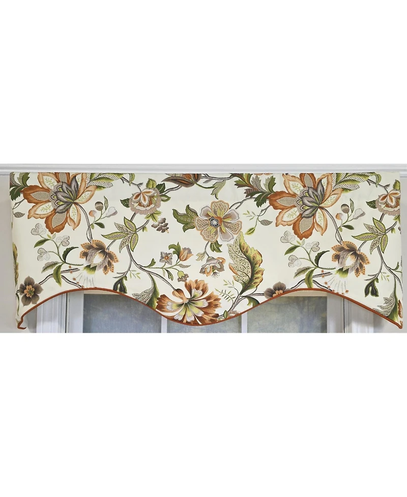 Rlf Home 100% Cotton Zanzibar Cornice With Poly/Cotton lining Rod Pocket Valance 50" x 17" Orange