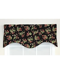 Rlf Home Strawberry Cornice 100% Cotton with Fully Lined 3" Rod Pocket Valnance for Windows 50" x 17" Black