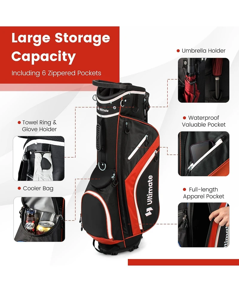 Lightweight Golf Stand Bag with 14 Way Top Dividers and 6 Pockets