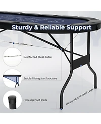 72 Inch Foldable Poker Table for 8 Players Portable Oval Card Board Game Table