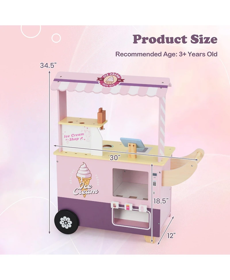 Kids Ice Cream Truck Pretend Play Set for Toddlers with Vending Machine