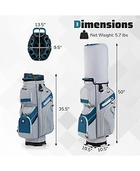 Molded Lock Top Golf Cart Bag with 14-Way Full Length Dividers and 11 Pockets