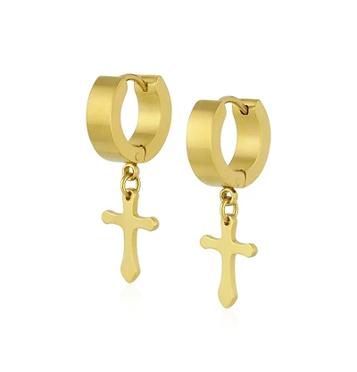 18K Gold Plated Stainless Steel Cross Dangle