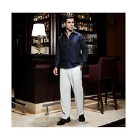 Campus Sutra Men's Navy Blue Abstract-Woven Shirt