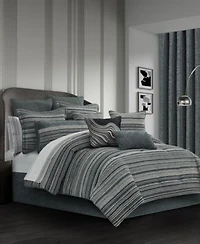J Queen New York Parallel Chenille Stripe Comforter Sets