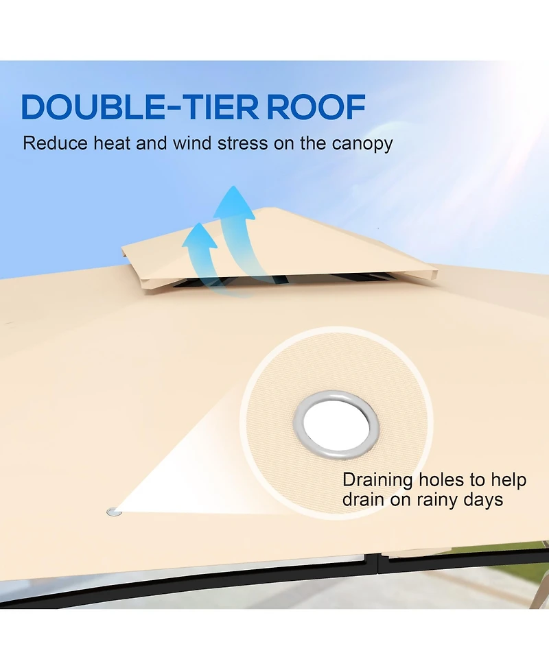 Outsunny 10' x 12' Patio Gazebo with Netting and 2 Tier Roof, Gray