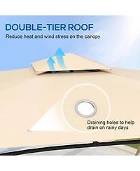 Outsunny 10' x 12' Patio Gazebo with Netting and 2 Tier Roof, Gray