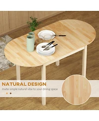 Homcom 55" Wood Kitchen Table, Drop Leaf Tables for Small Spaces, Natural
