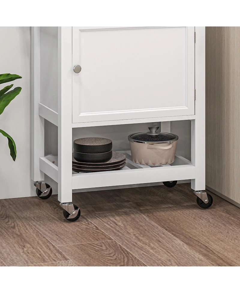 Homcom Kitchen Cart, Rolling Kitchen Island with Rubberwood Top,