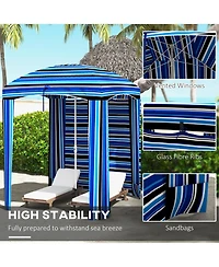 Outsunny Beach Cabana Umbrella with Bag, Windows, Stripe