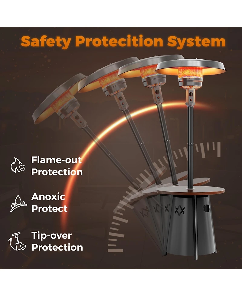 Pamapic 50,000 Btu Propane Patio Heater with 28" Round Storage Table and Adjustable Thermostat