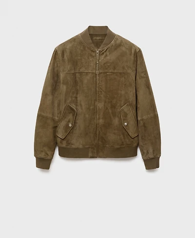 Mango Men's Suede Leather Bomber Jacket