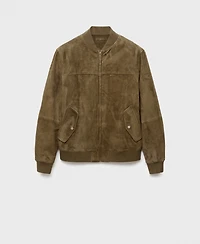 Mango Men's Suede Leather Bomber Jacket