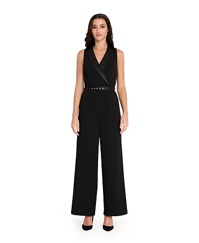 Tahari Asl Women's Halter Sleeveless Tuxedo Jumpsuit