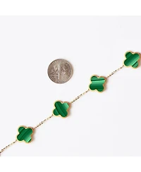 The Lovery Malachite Clover Bracelet 14K Gold