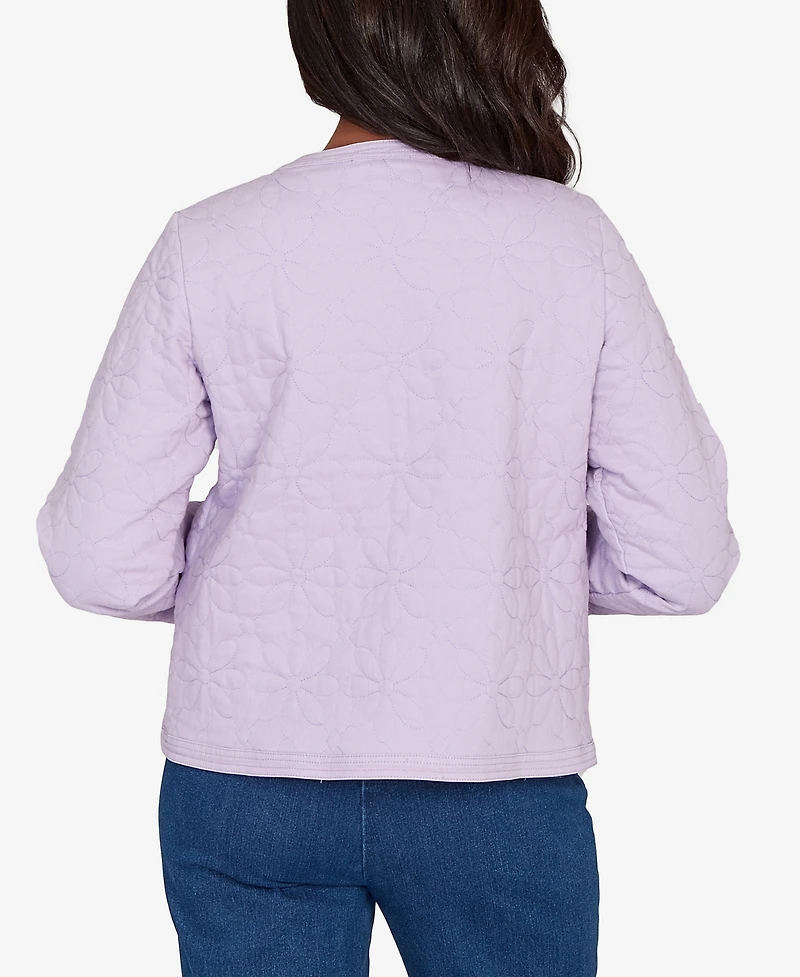 Alfred Dunner Petite Hilton Head Floral Quilted Patchwork Jacket