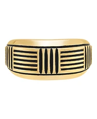 Macy's Men's Ring in 14k Yellow Gold Plated Sterling Silver with Black Rhodium