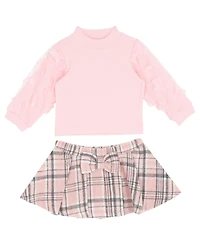 Rare Editions Baby Girls 2-Piece 3D Butterfly Long-Sleeve Top and Plaid Skirt Set