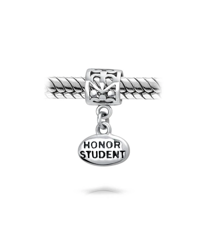 Bling Jewelry Set of 2 Graduation Cap & Words Honor Student Dangle Charm Bead Sterling Silver