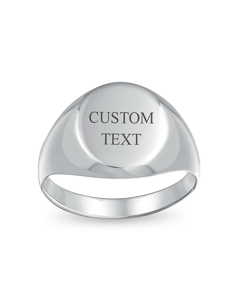 Bling Jewelry Basic Simple Initial Monogram Sterling Silver Ring Oval Signet Design