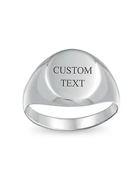 Bling Jewelry Basic Simple Initial Monogram Sterling Silver Ring Oval Signet Design