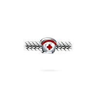 Bling Jewelry Set of 2 Nursing Rn Caduceus Cross & Nurse Hat Charm Bead Sterling Silver