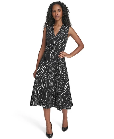 Tommy Hilfiger Women's Sleeveless Midi Fit and Flare Dress