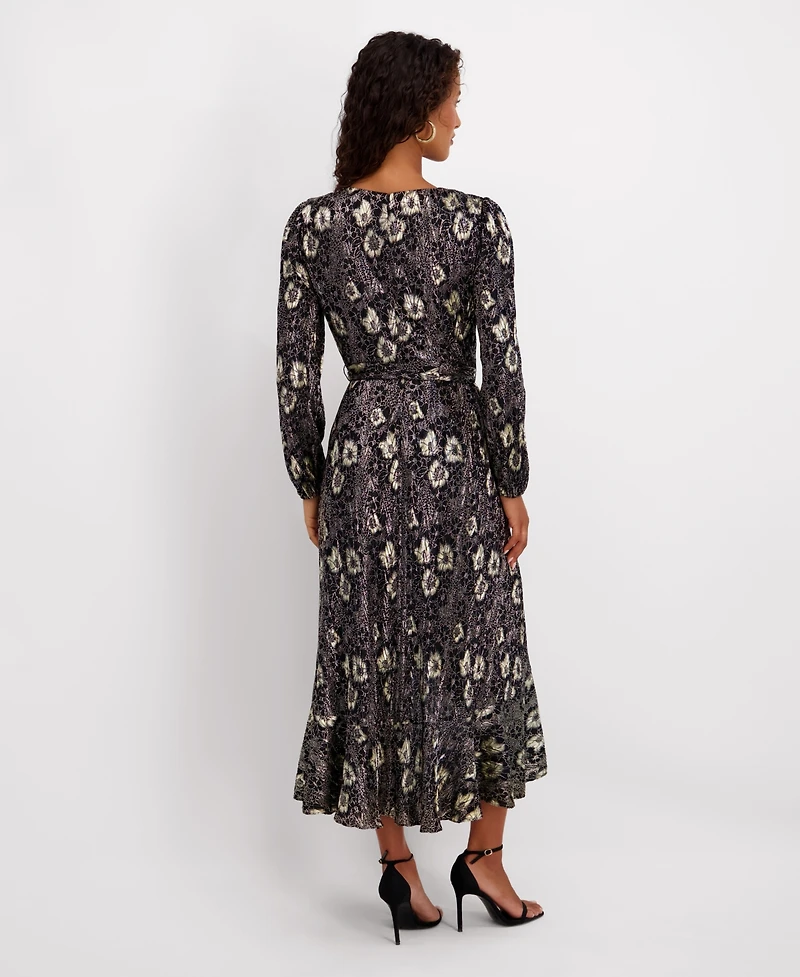 kensie Women's Wrap Long-Sleeve Midi Dress